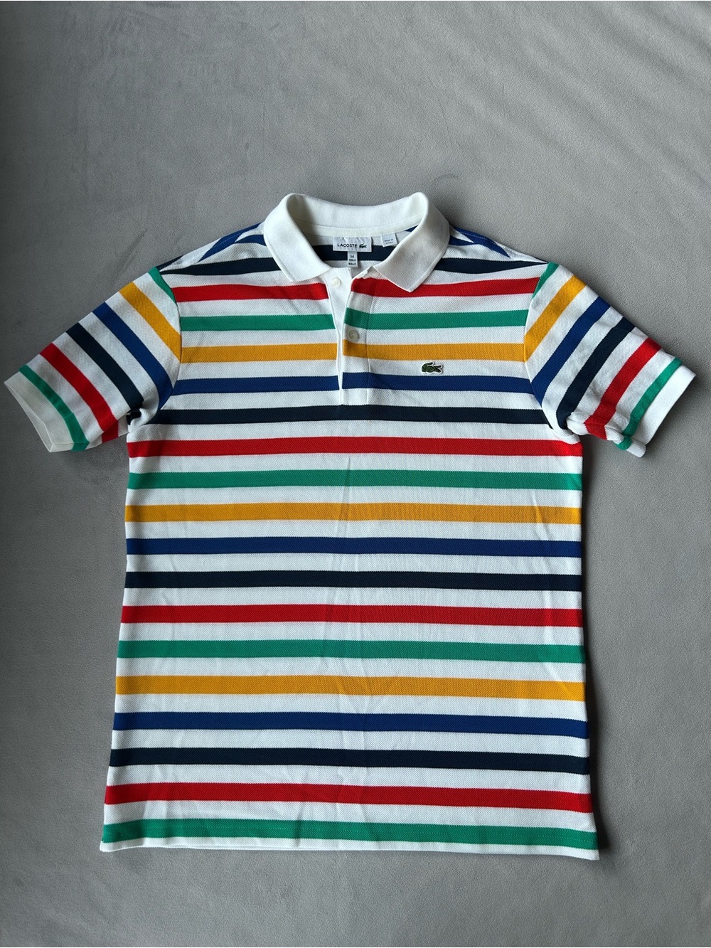 Lacoste ~ Pique Stripe Polo Shirt ~ Boys Size 14